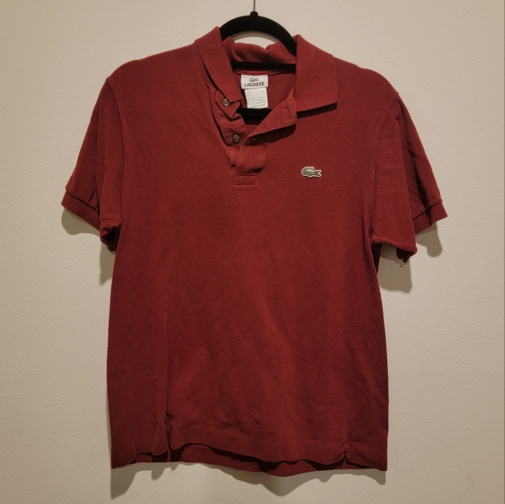 Lacoste size 4 burgundy polo mens shirt